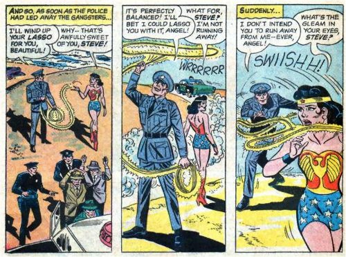 Steve ensnares Wonder Woman in her own lasso!