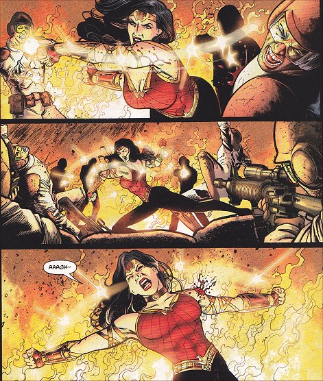 Diana fights valiantly but is  shot!